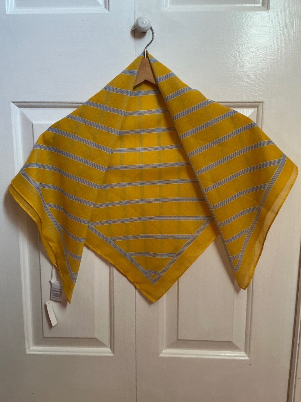 Madewell | Organic Cotton Bandana Yellow with Blue Stripes NWT, Size Medium